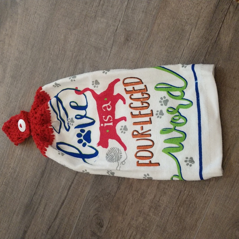 Homemade Crochet Decorative Towel Cat‎ Love is a Four Legged Word